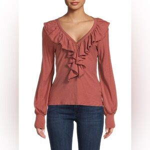 NATION LTD Lalita Ruffle Pima Cotton Top size small